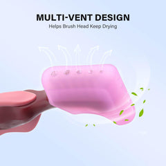 Denture cleaning brush with silicone cover cap