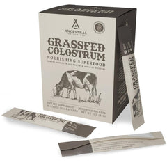 Front view of Ancestral Supplements Grass-Fed Bovine Colostrum Powder Packets
