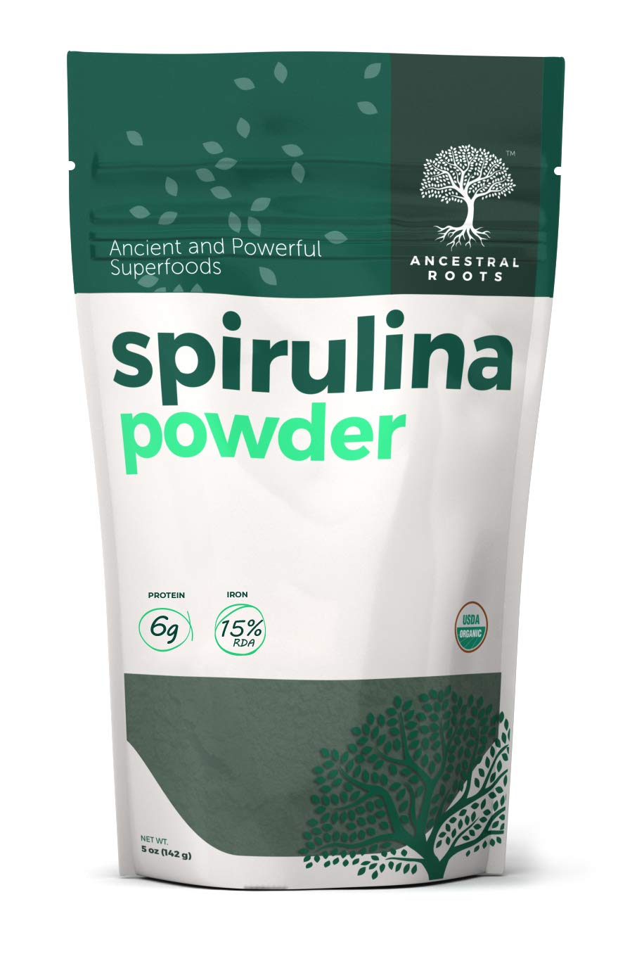 Ancestral Roots Organic Spirulina Powder 5 oz front view
