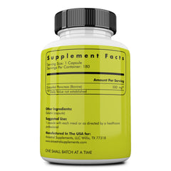 Close-up of label showing 500mg and 180 capsules