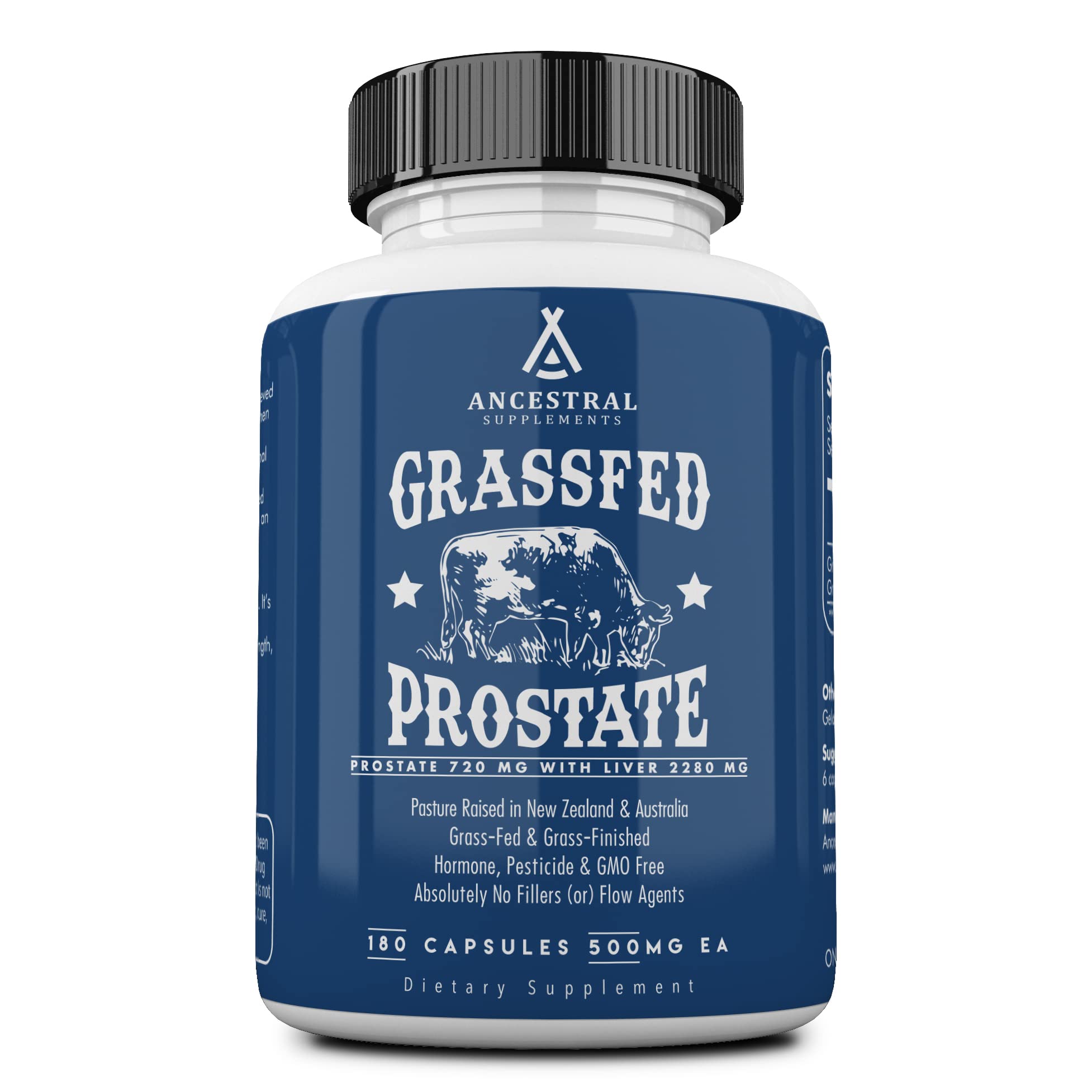 Bottle of Ancestral Supplements Grass-Fed Beef Prostate & Liver 180 capsules