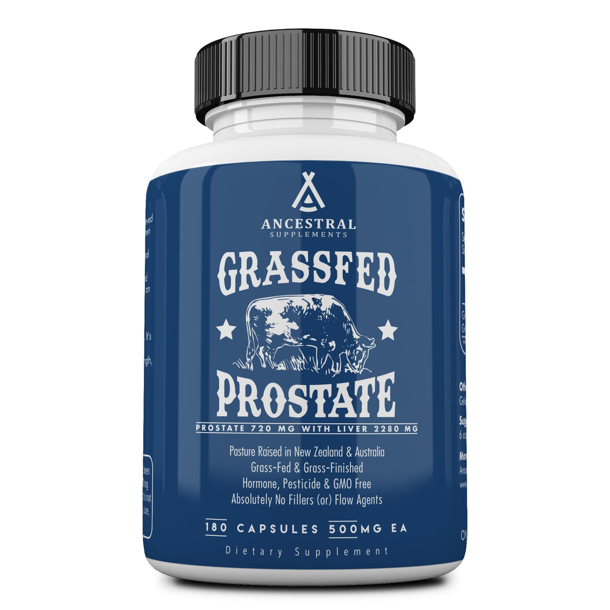 Bottle of Ancestral Supplements Grass-Fed Beef Prostate & Liver 180 capsules