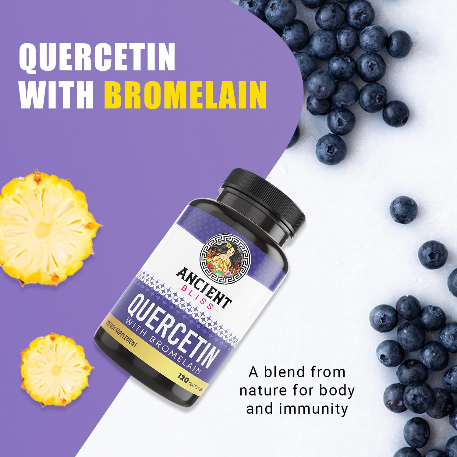 Quercetin with Bromelain capsules close-up