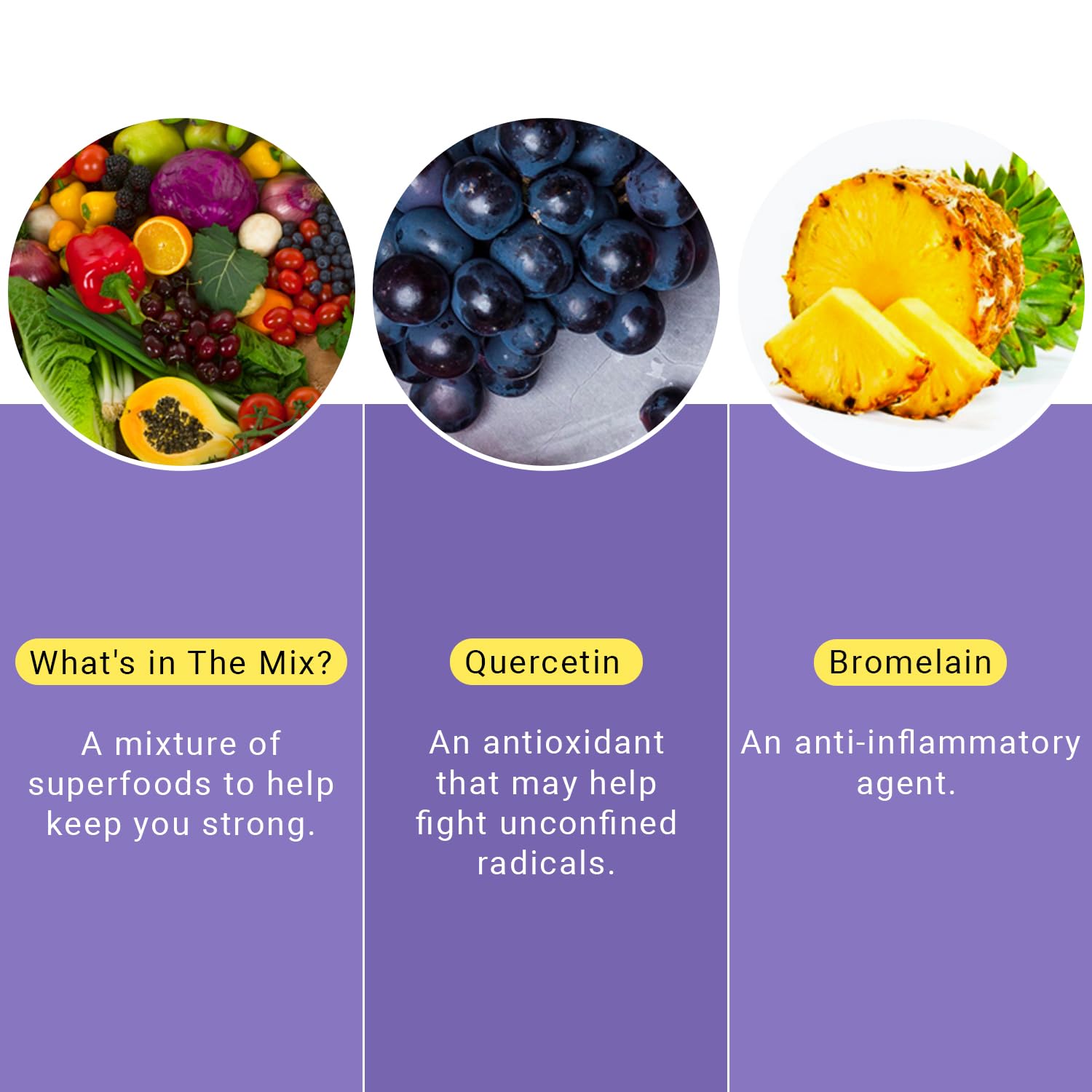 Two bromelain quercetin capsules beside bottle