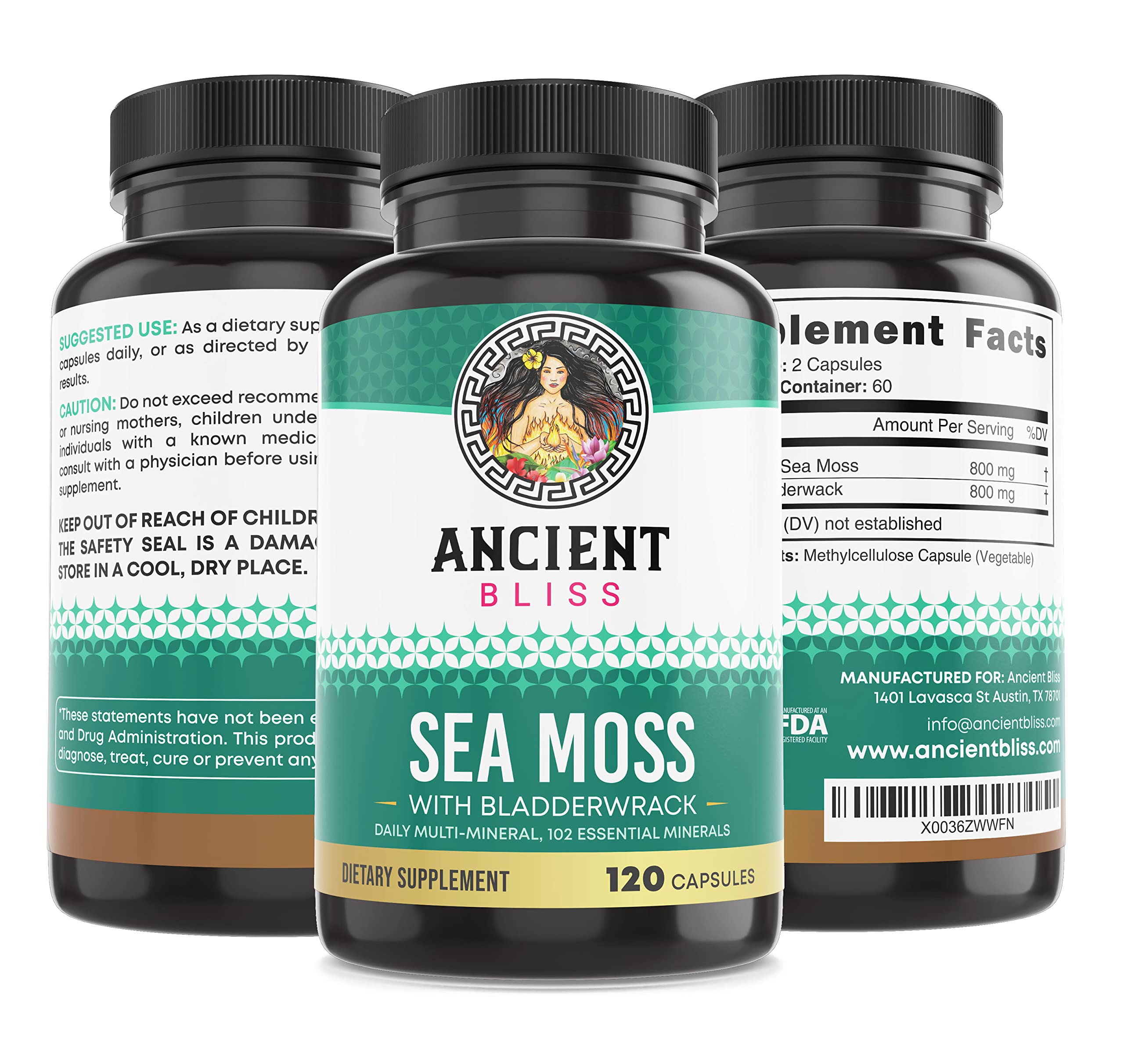 Product display table with Ancient Bliss sea moss