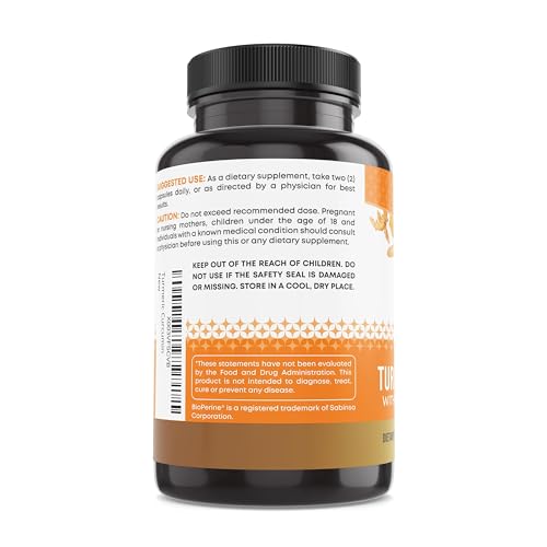 Front view of Ancient Bliss turmeric curcumin capsule bottle (120 capsules)