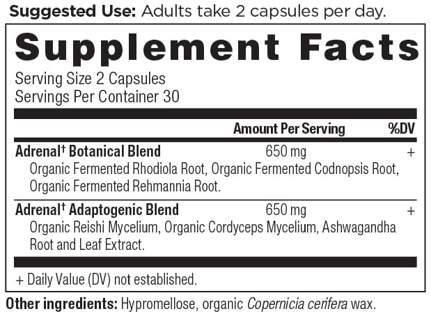 Ingredients include Ashwagandha, Rhodiola, Reishi on product packaging