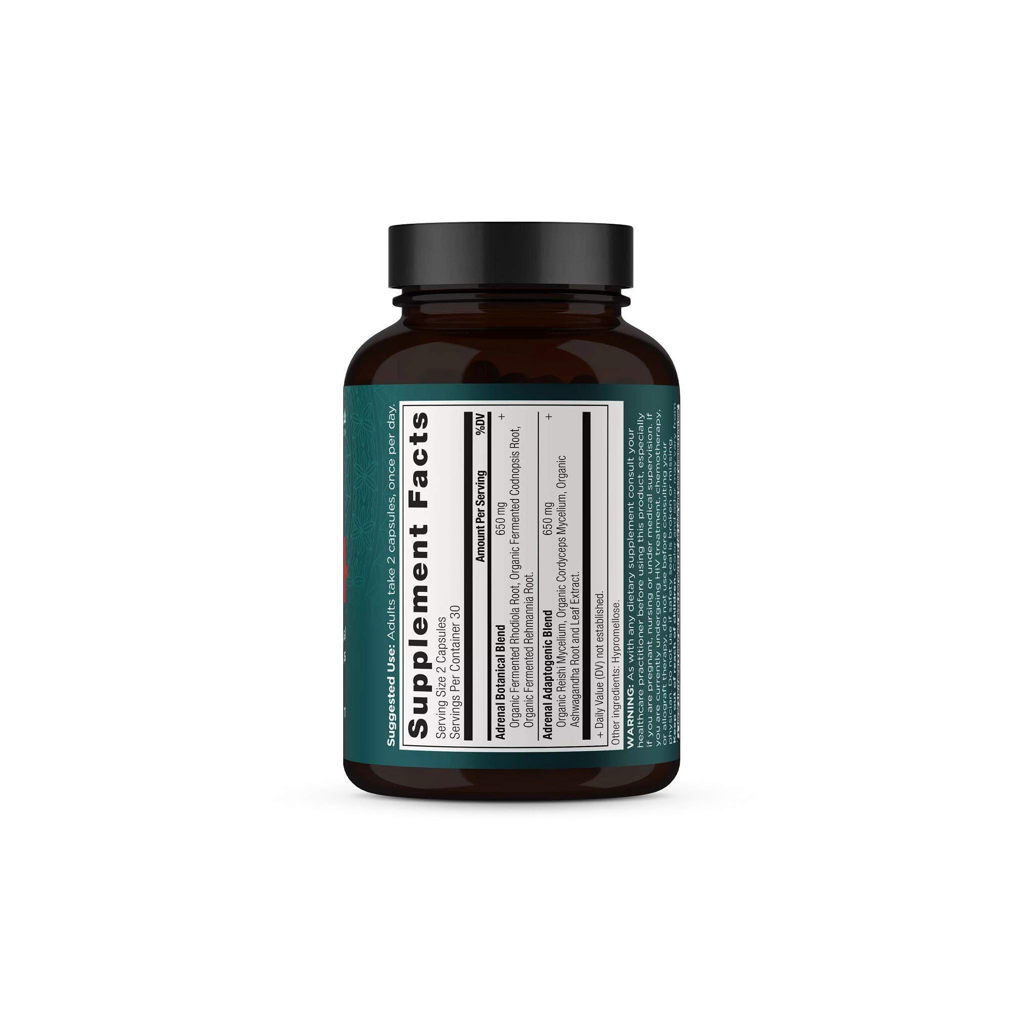 Front view of 60-capsule bottle for Ancient Nutrition Adrenal Support