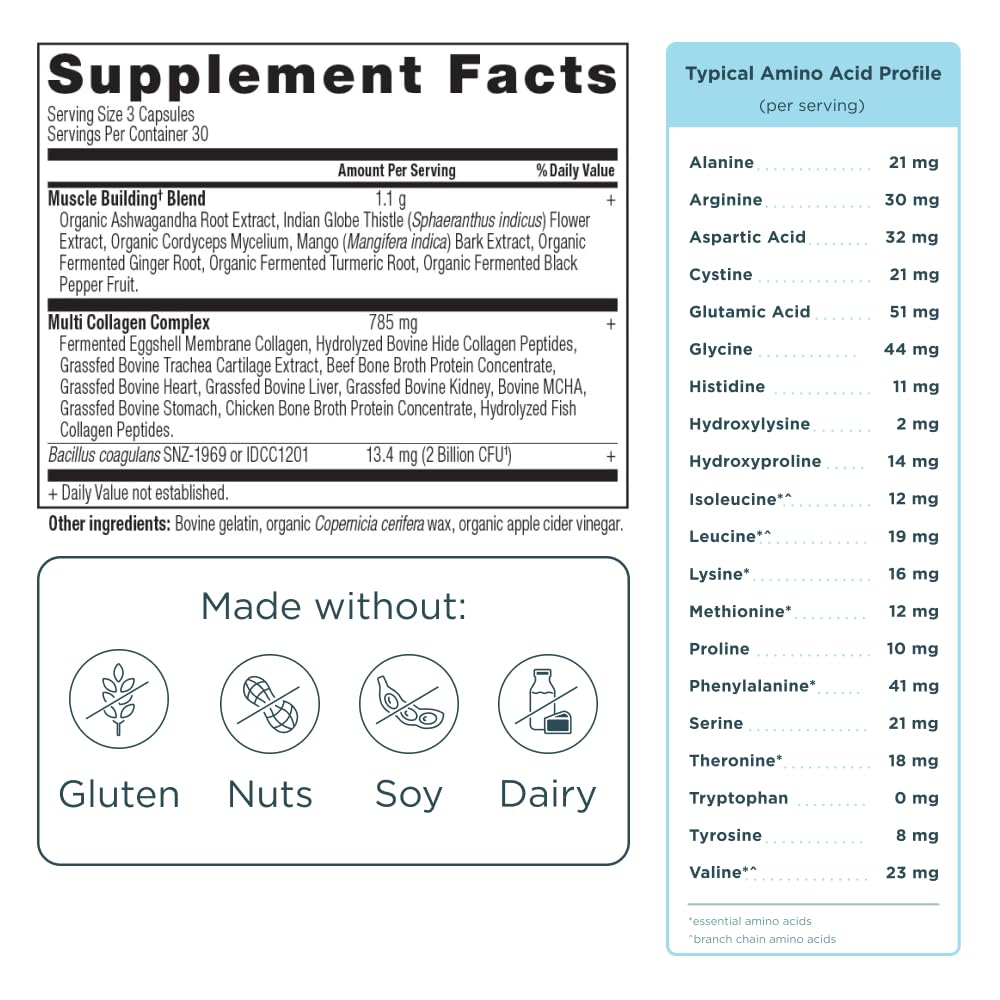 Close-up of collagen capsules for Ancient Nutrition product