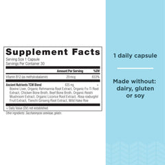 Close-up of Vitamin B12 label showing 20 mcg methylated B12