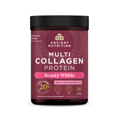 Front view of Ancient Nutrition Beauty Within Collagen Powder Guava Passionfruit 18.3oz