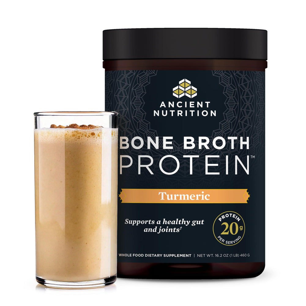 Main product shot of Ancient Nutrition bone broth protein powder