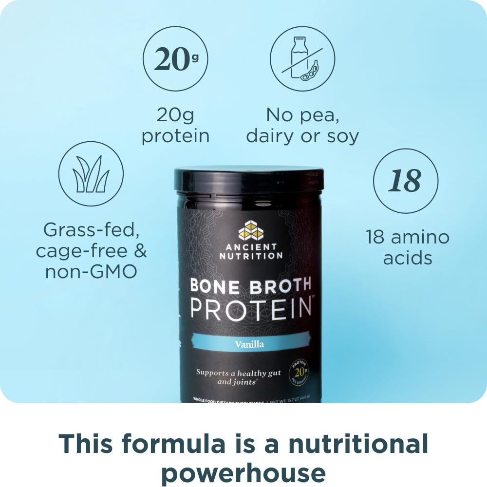 Vanilla bone broth protein powder in scoop