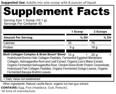 Close-up of collagen powder in a glass with liquid