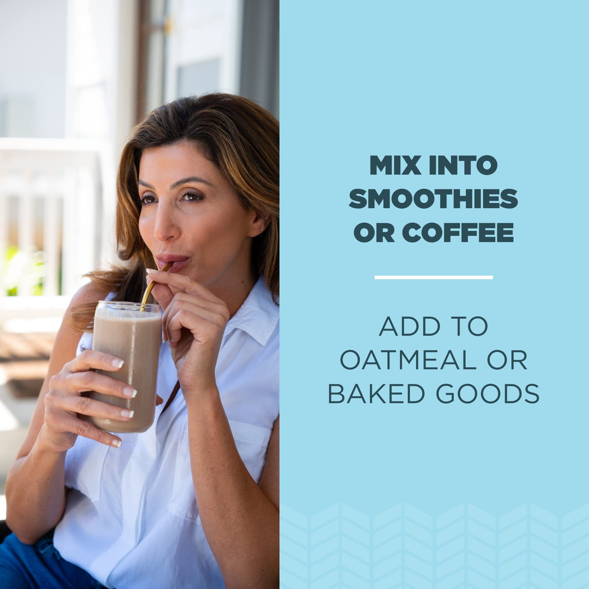 Nutrition facts label on collagen powder container