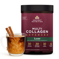 Jar of Ancient Nutrition Collagen Peptides powder with cinnamon flavor