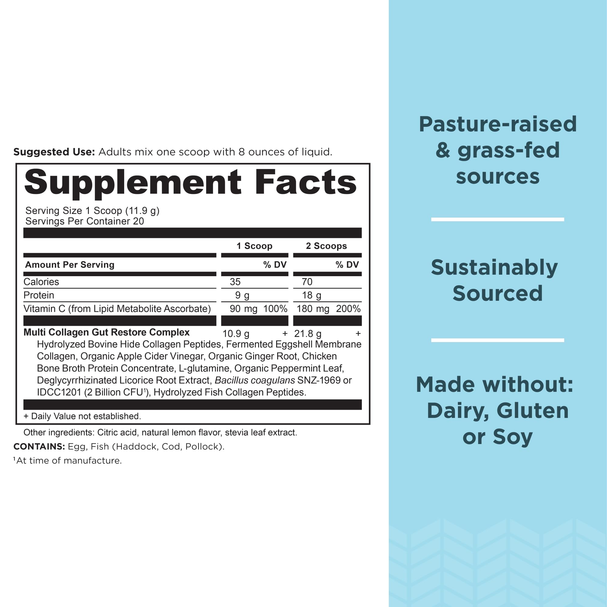 Second packaging image of Ancient Nutrition Gut Restore Collagen Powder