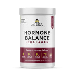 Front view of Ancient Nutrition Hormone Balance + Collagen Powder Vanilla bottle