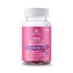 Front label of Ancient Nutrition SBO Probiotics Kids Gummies Berry 30-count