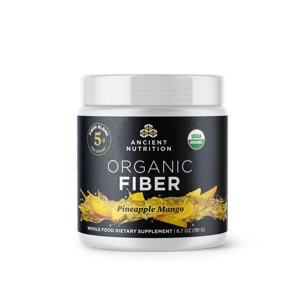 Front of Ancient Nutrition Pineapple Mango Organic Fiber Powder 6.4 oz container