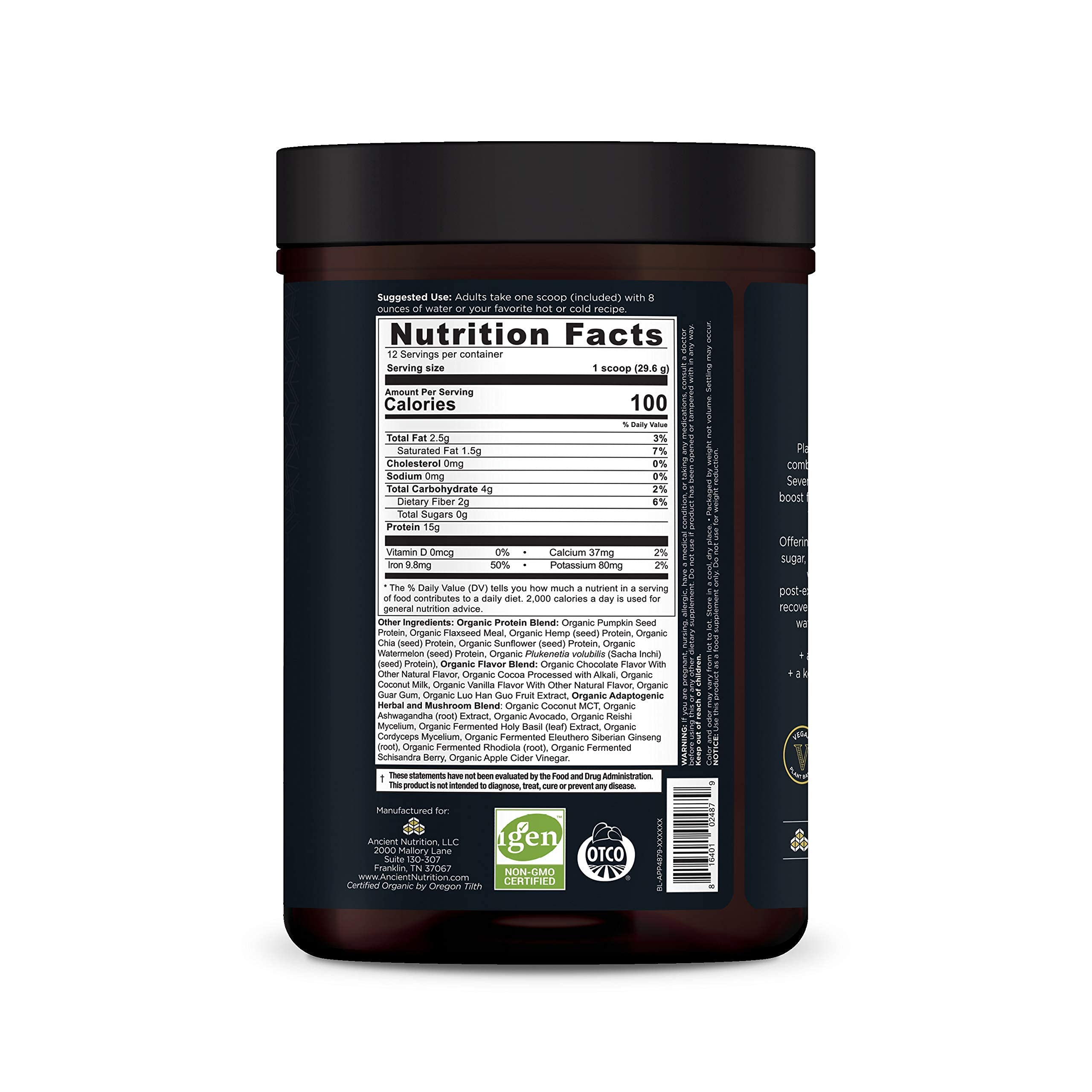 Ancient Nutrition Plant Based Protein Powder scoop for easy measuring and protein boost
