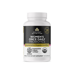 Bottle of Ancient Nutrition Regenerative Organic Certified Probiotics for Women, 30 Count