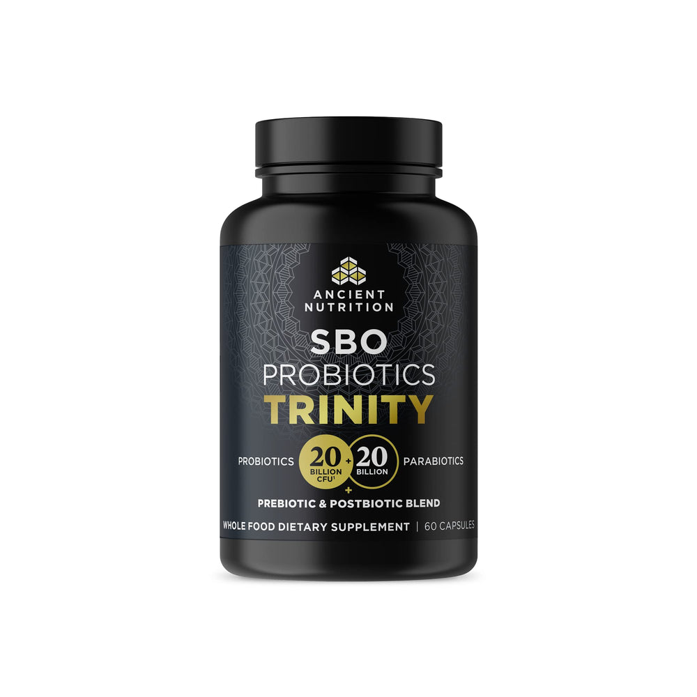 SBO Probiotic Trinity bottle front label