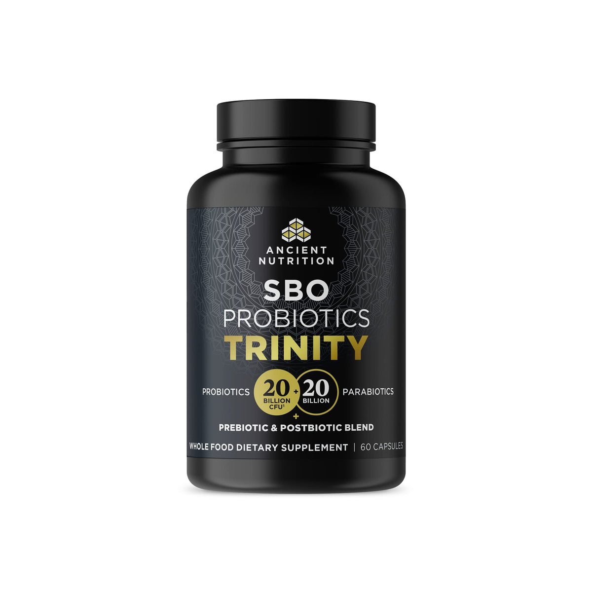 SBO Probiotic Trinity bottle front label