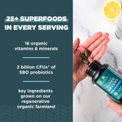 Real fruits and vegetables used in Ancient Nutrition Supergreens