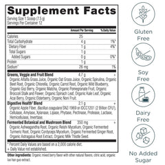 Ancient Nutrition SuperGreens Organic Berry powder back label