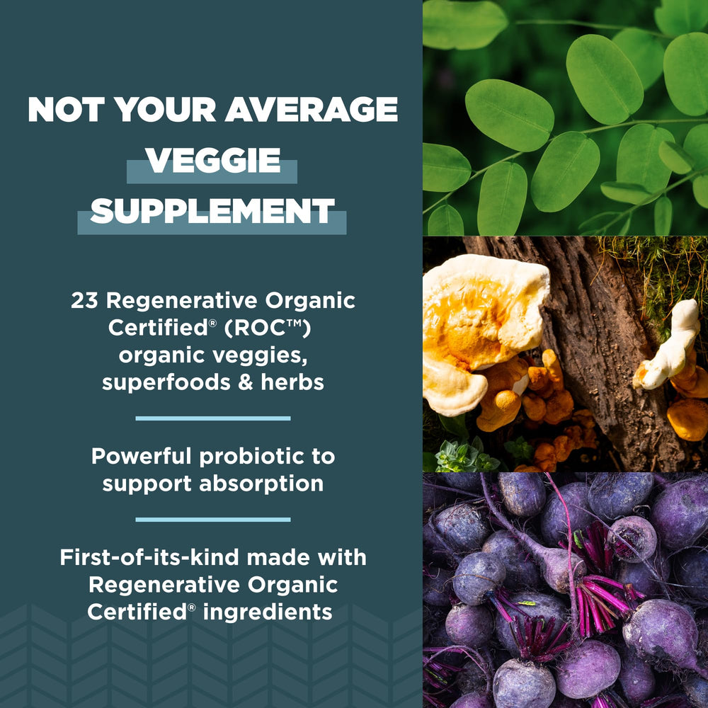 Front view of the 60-count SuperVeggies Capsule bottle