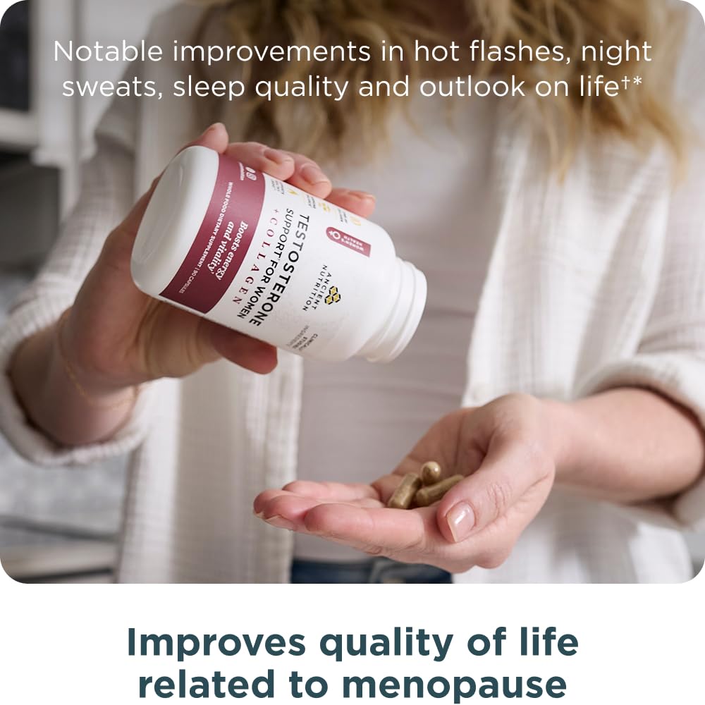 Ancient Nutrition Testosterone Support chaste tree berry extract conveys hormone balance potential.