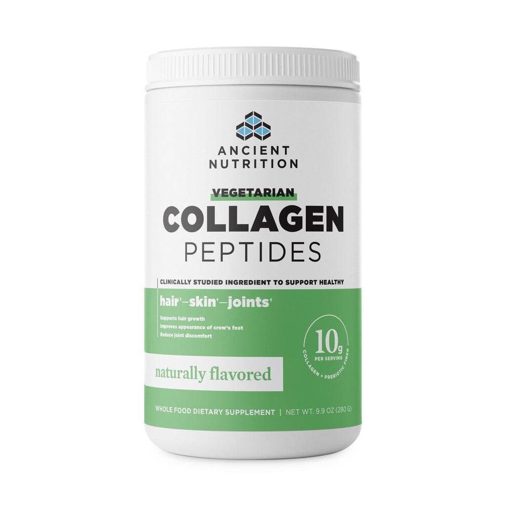 Front view of Ancient Nutrition Vegetarian Collagen Peptides container