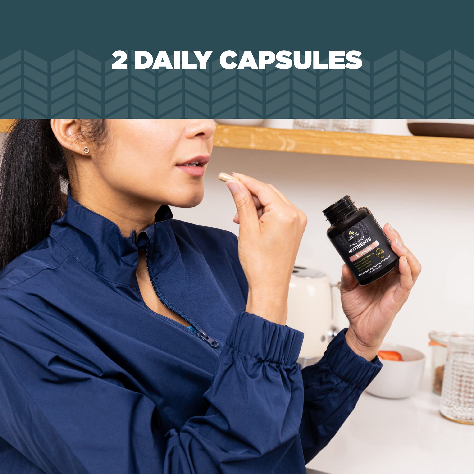 Paleo and Keto friendly badge on Vitamin B Complex bottle