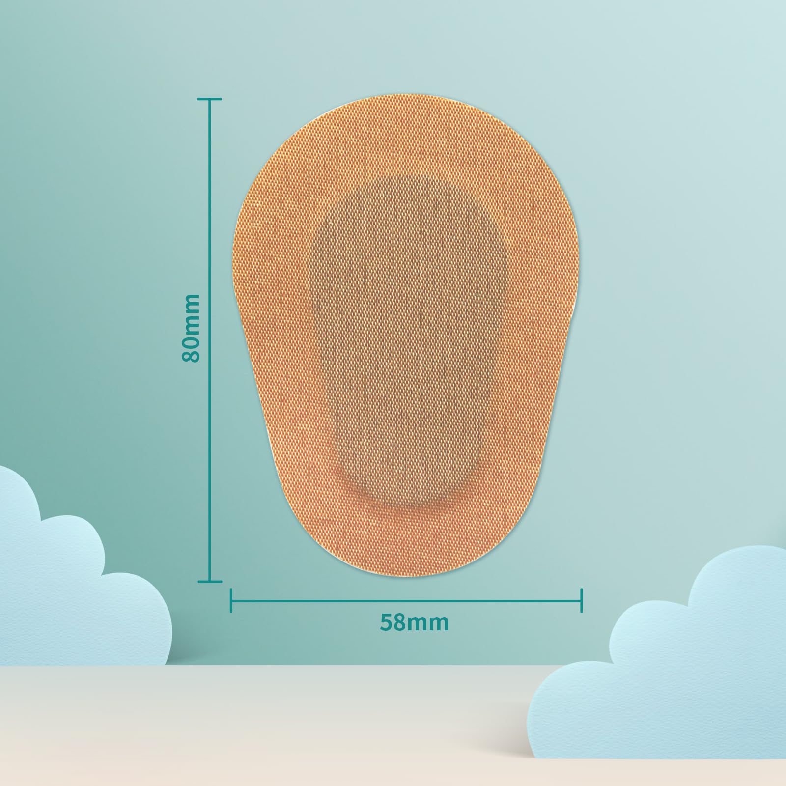 Close-up of size label: 5.8cm x 8.2cm (2.28in x 3.22in)