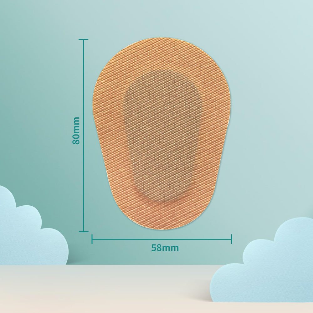 Close-up of size label: 5.8cm x 8.2cm (2.28in x 3.22in)