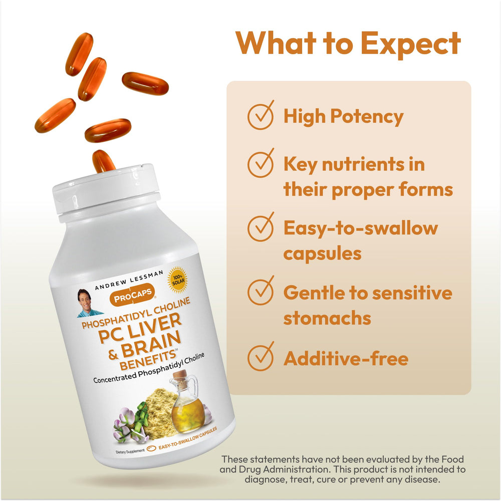 Packaging shows phosphatidylcholine, choline, and Ahiflower Omega-3