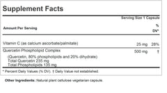 Andrew Lessman Quercetin 500mg bottle - back label with supplement facts