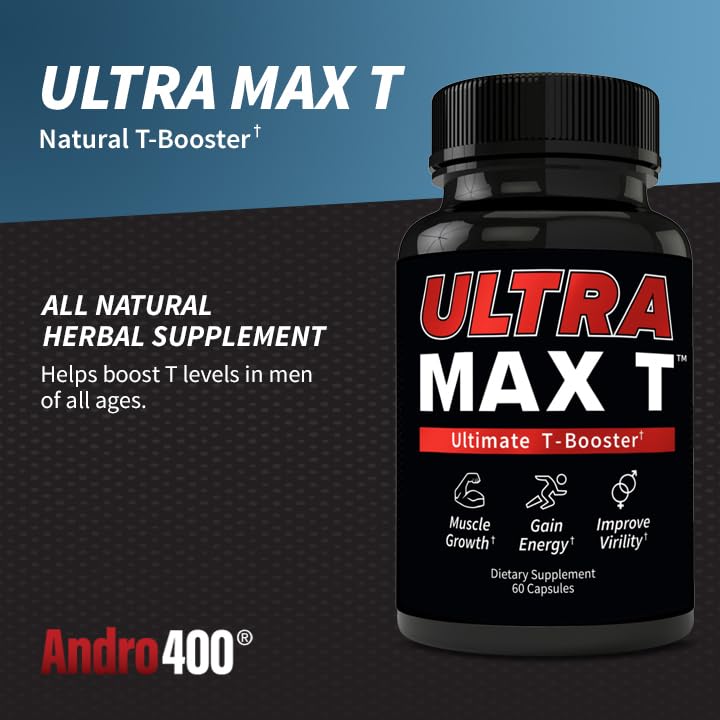 Andro400 UltraMax T Acetyl-L-Carnitine capsules for energy and cognitive focus.