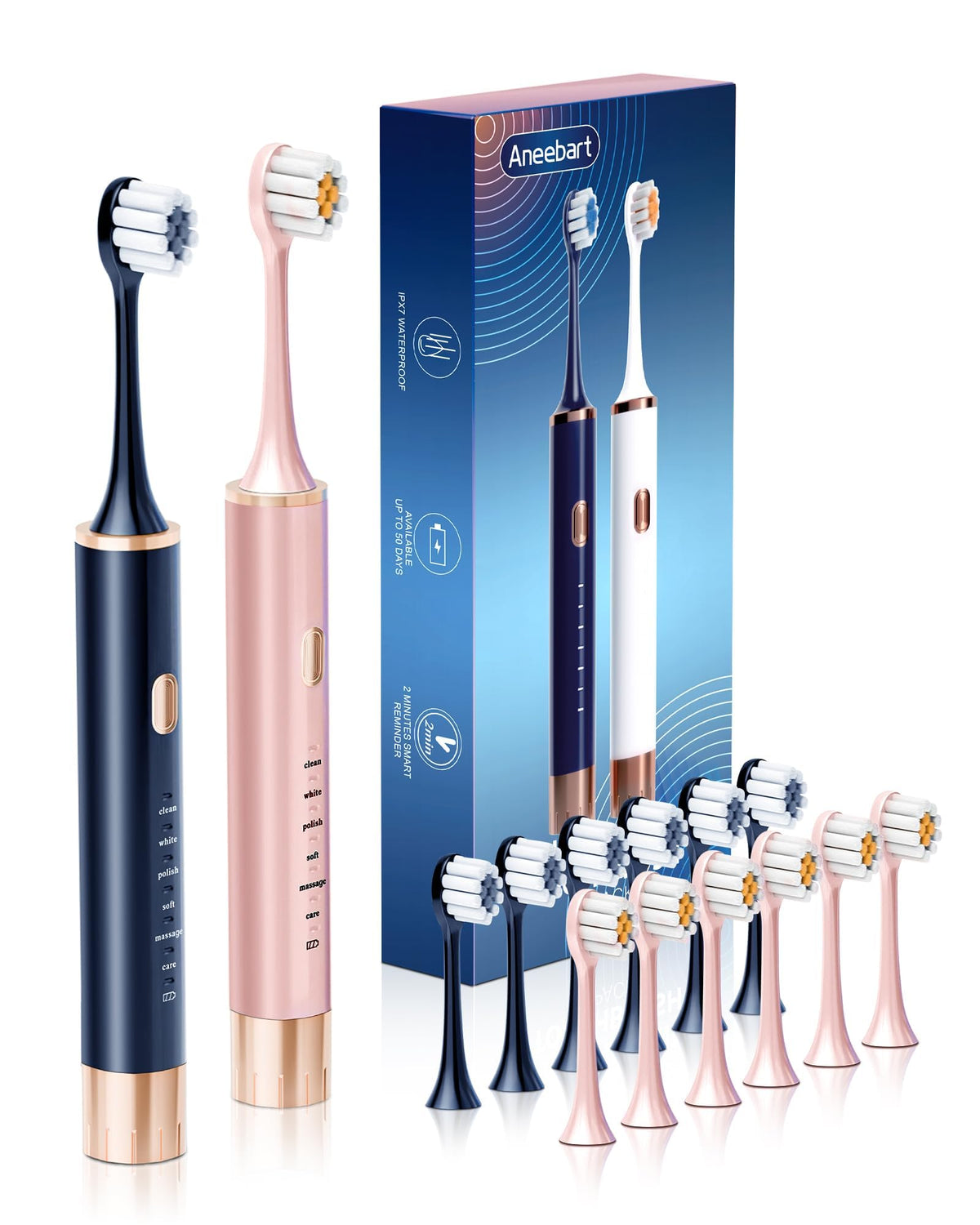 Aneebart blue and pink electric toothbrush for adults