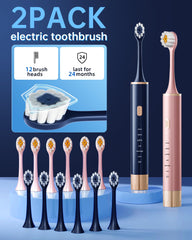 Front view of Aneebart toothbrush with blue and pink finish