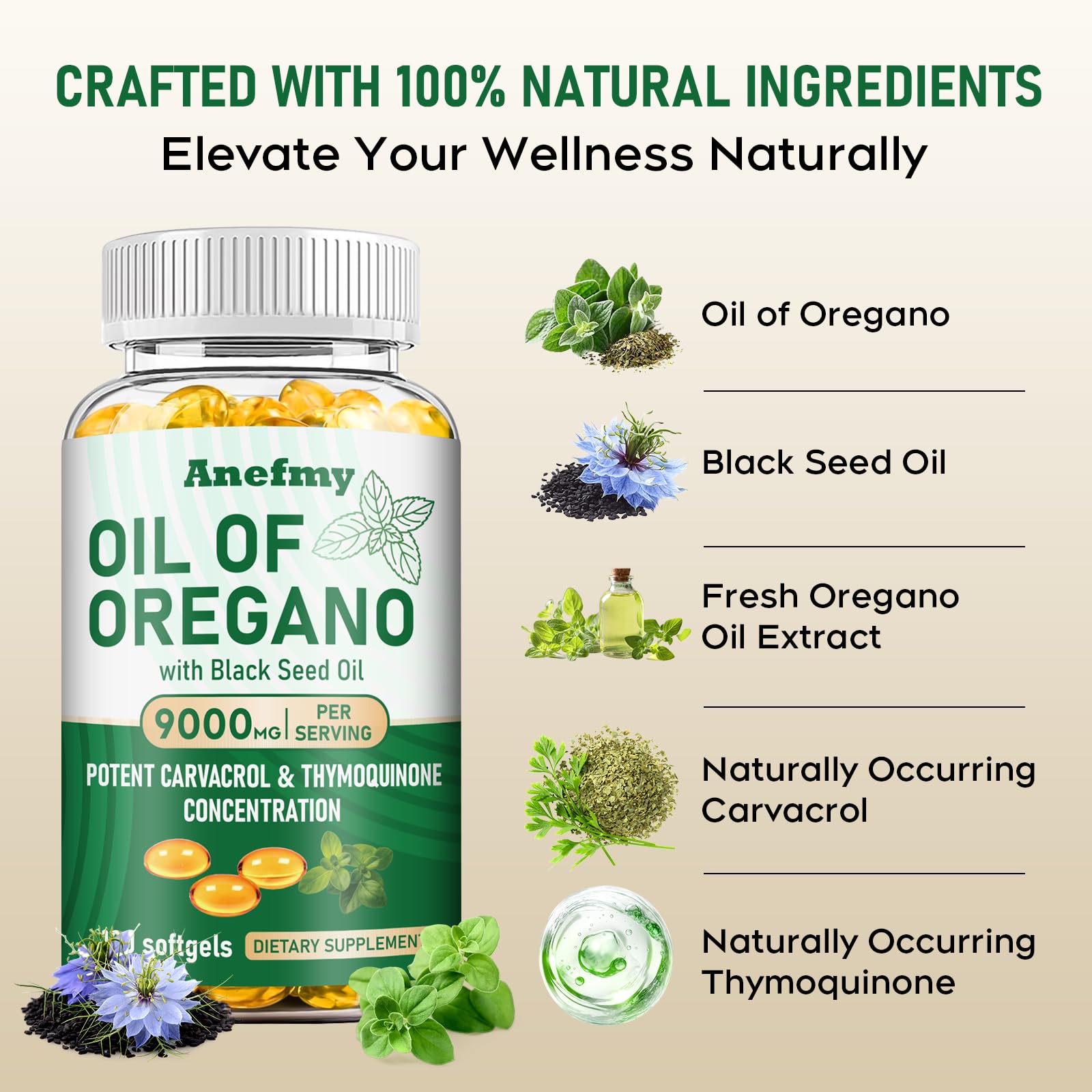 Immune support - antioxidant-rich oregano oil and black seed oil capsules
