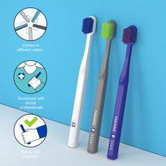 Angled compact brush head for hard-to-reach areas