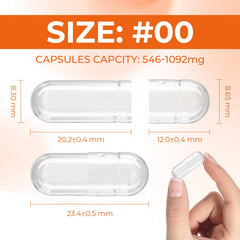 Clear gelatin capsule shells separated for filling