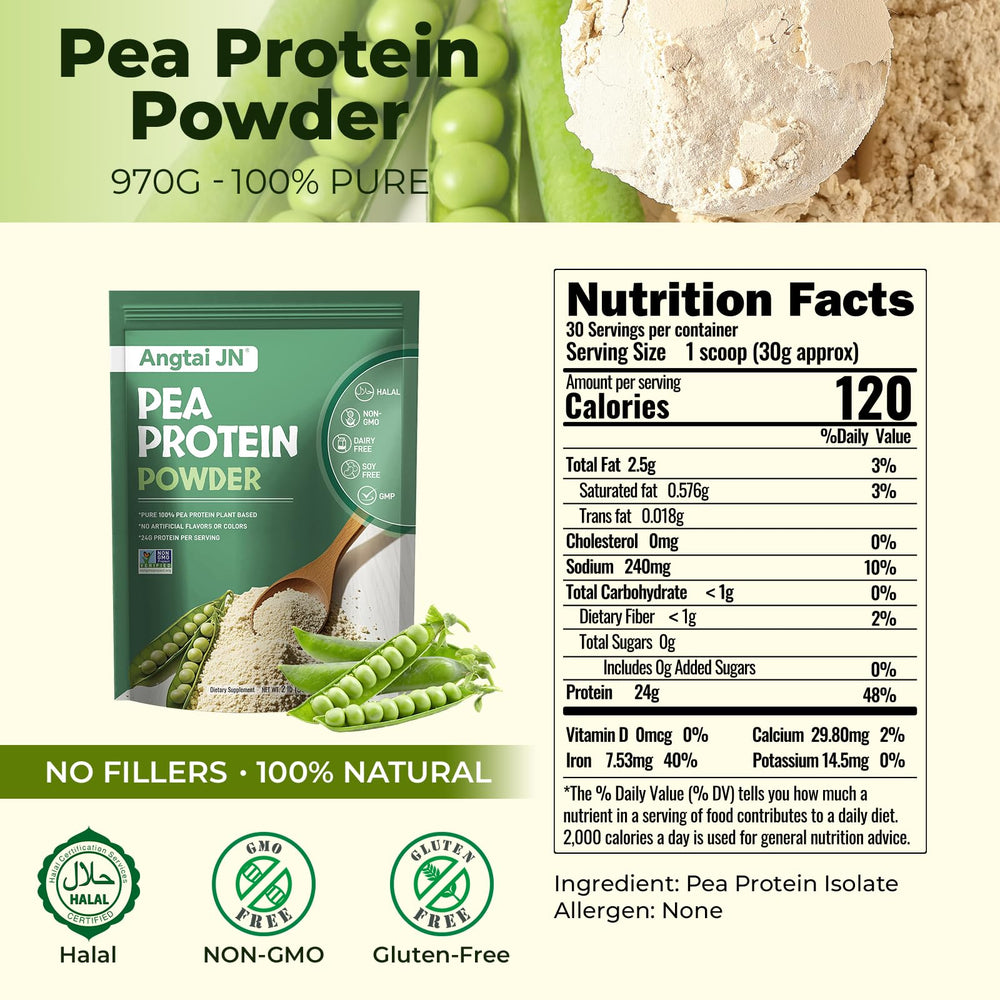 Angtai JN pea protein powder gluten-free symbol indicating dietary suitability