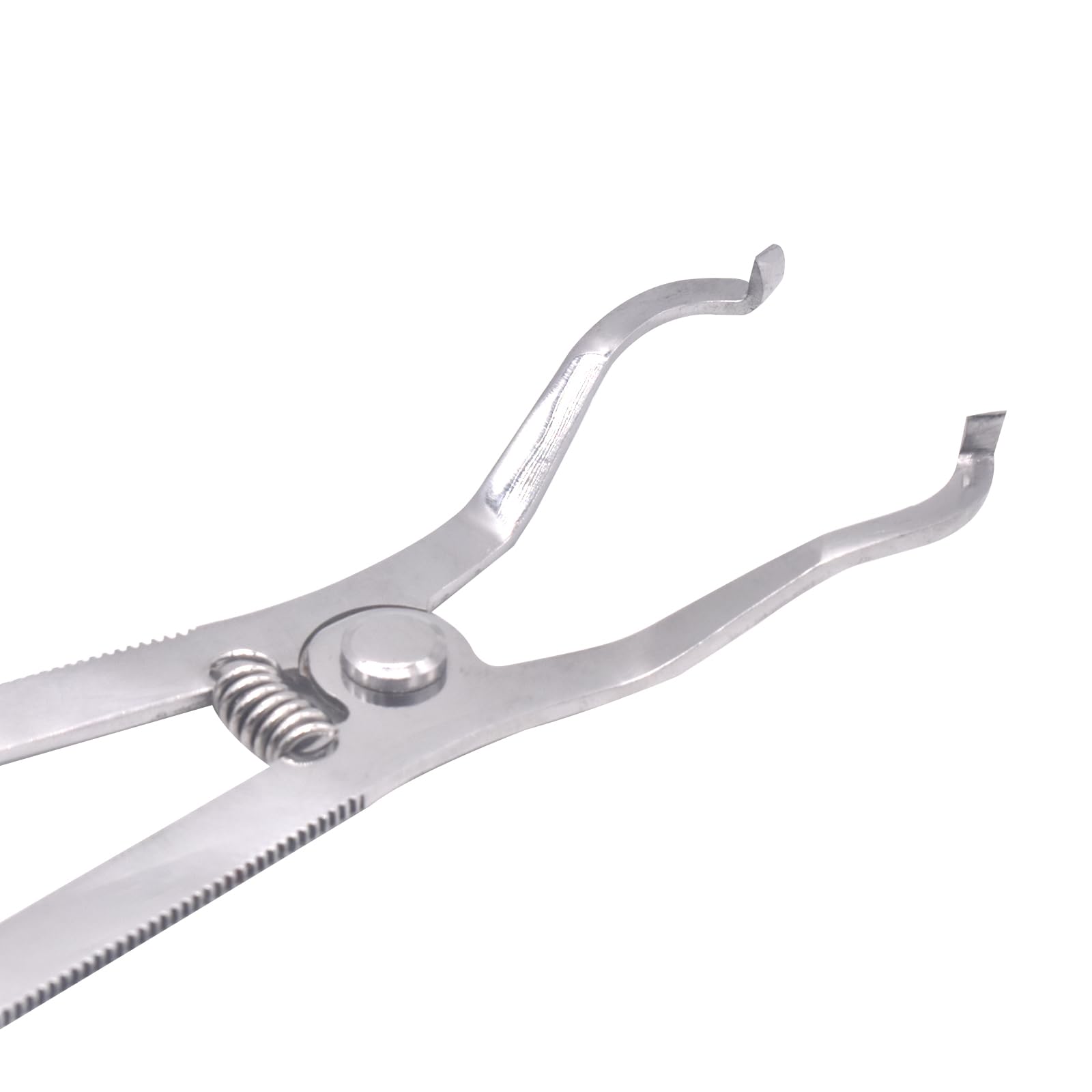 Close-up of the plier tip for stable clip ring clamping