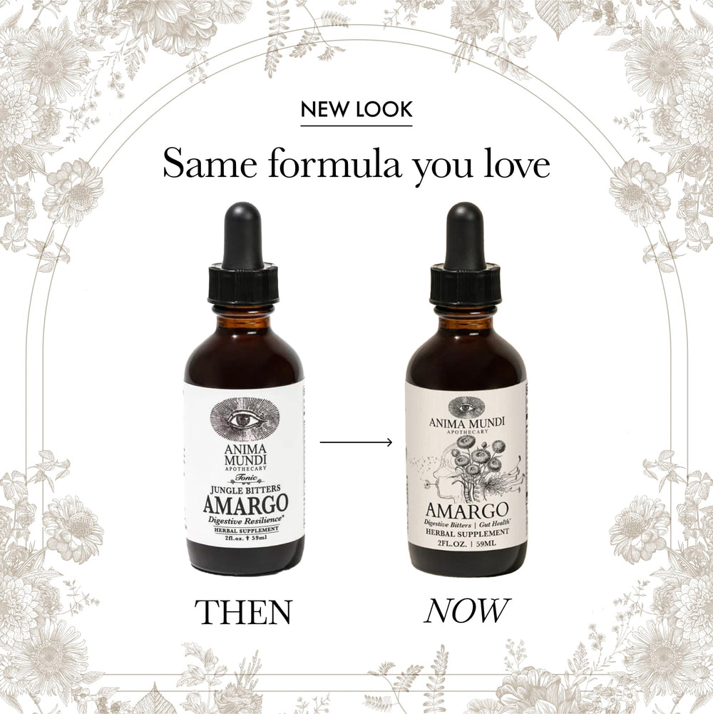 Anima Mundi Amargo ingredients spread showing rainforest botanicals for a cleansing ritual.