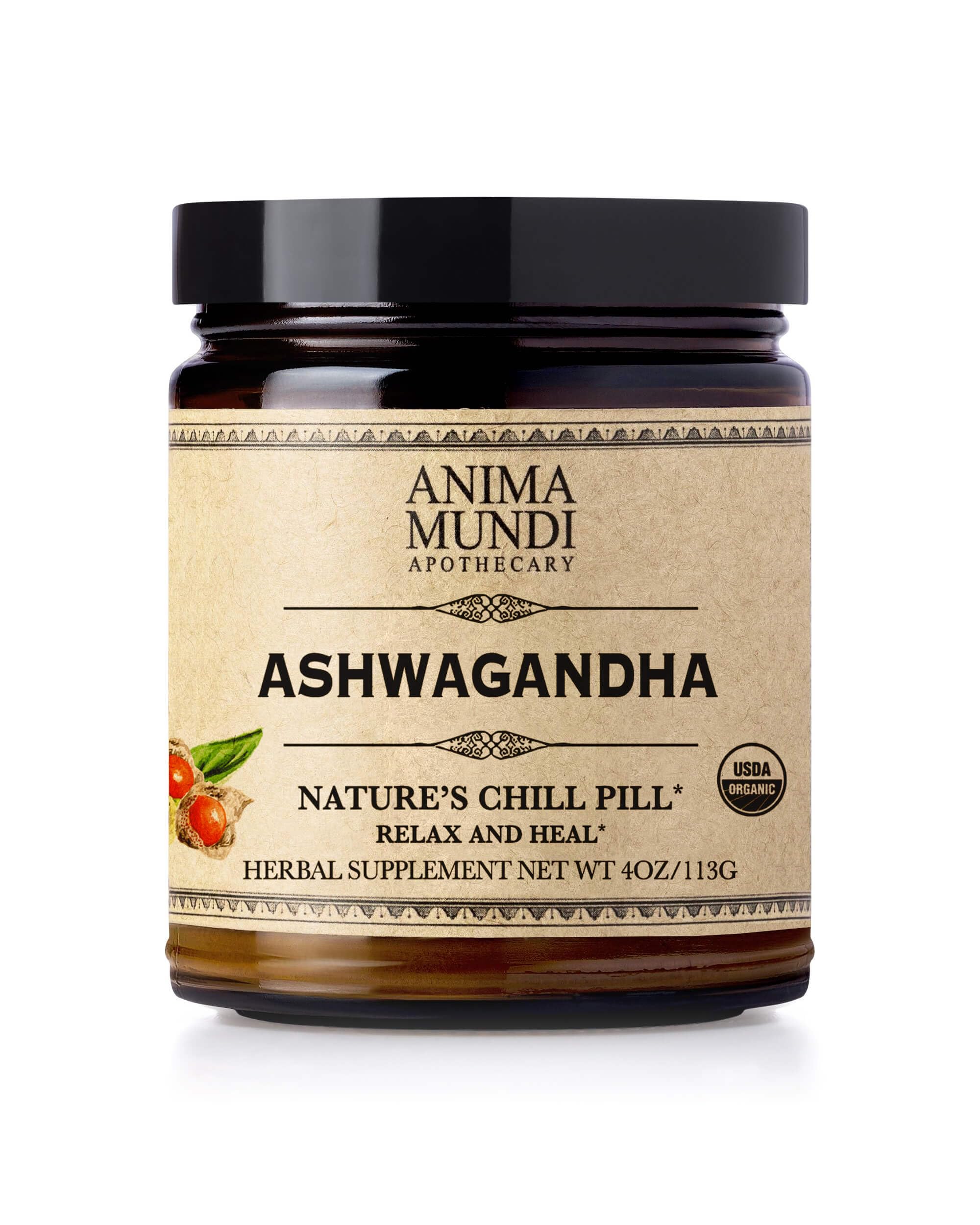 Anima Mundi Ashwagandha Powder 4oz / 113g front label