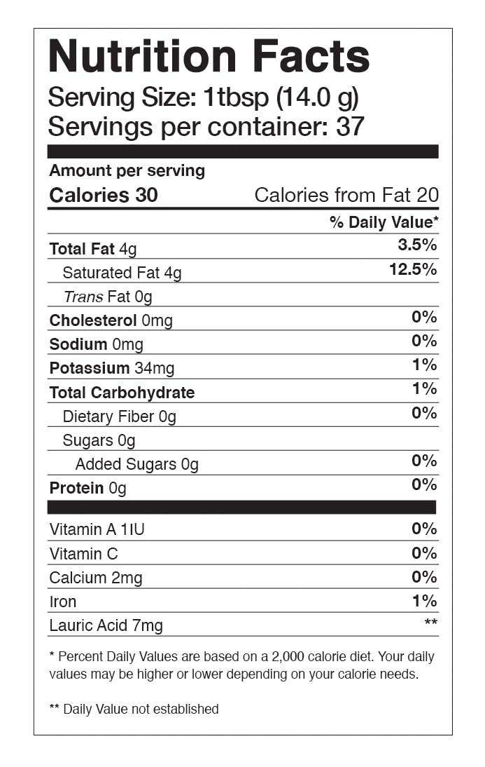 Ingredient list featuring Coconut Cream, Cacao and mushroom powders