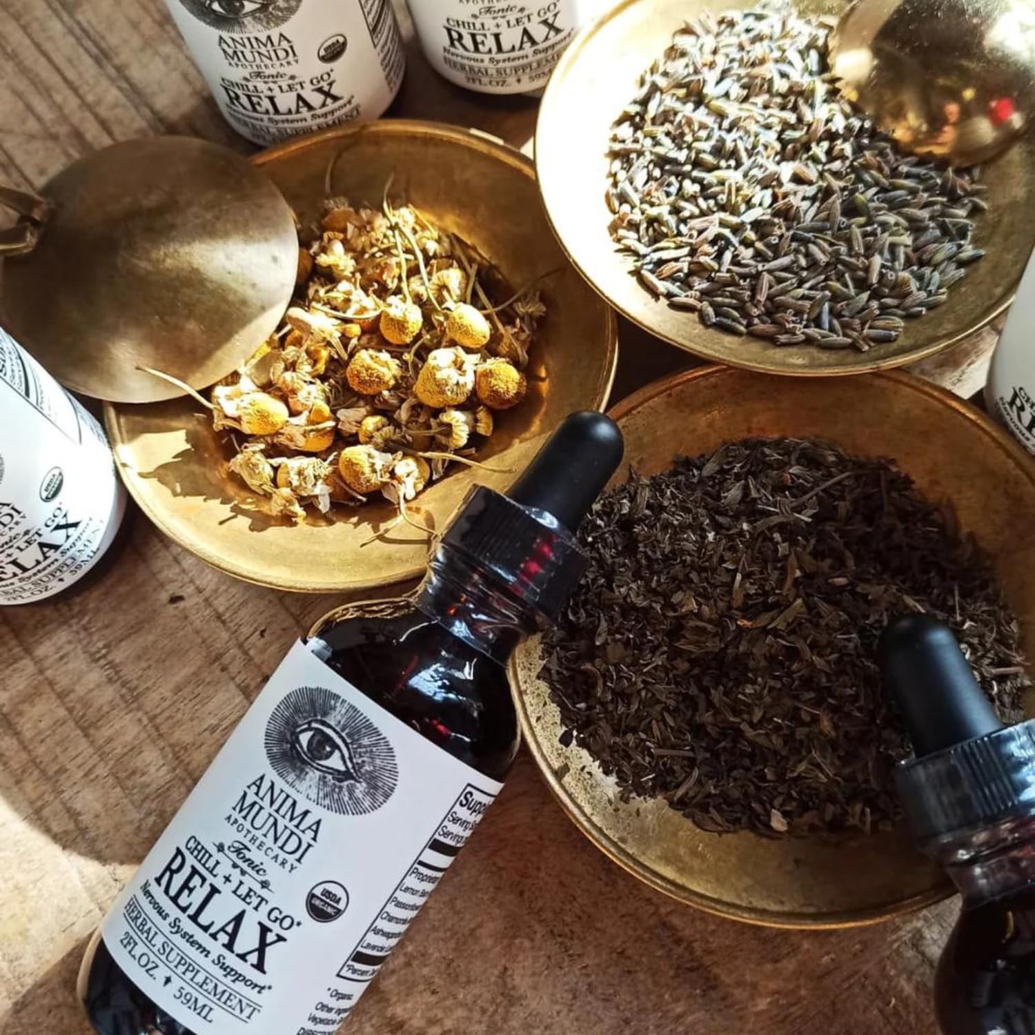 Ingredients: lemon balm, passionflower, chamomile, ashwagandha and lavender